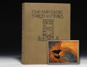 1923 first edition of The Ship that Sailed to Mars in the original dust jacket. Inset illustration: The Meteor.