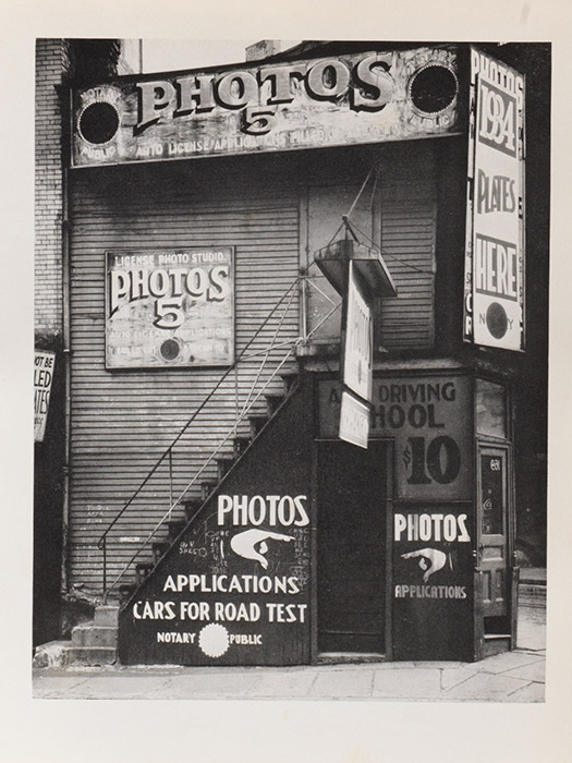 Walker Evans photo of new york drivers license photo store