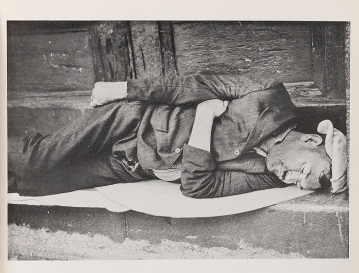 Walker Evans photo of homeless person sleeping on street