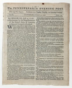 Library of Congress’ copy of the July 6, 1776 Pennsylvania Evening Post