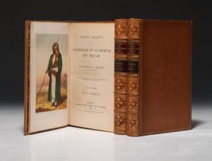 A first edition of Burton's Personal Narrative of a Pilgrimage to El-Medinah and Meccah, with a frontispiece portrait of Burton in Arab dress