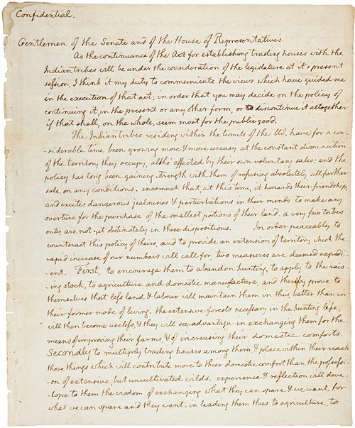Jefferson's Secret Message to Congress Regarding the Lewis & Clark Expedition