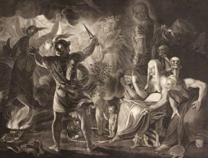 A plate from Boydell's Shakespeare Gallery, depicting a scene in Macbeth.