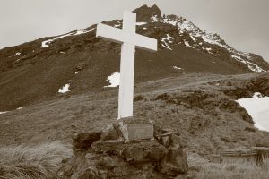 The Memorial Cross that Shackleton’s crew built for him on South Georgia Island.