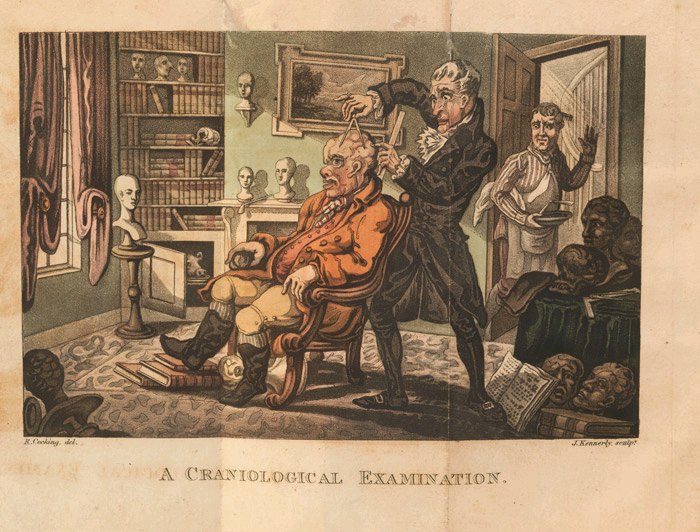 Plate from an anoymously written 1816 satire on the then trendy “science” of Phrenology.