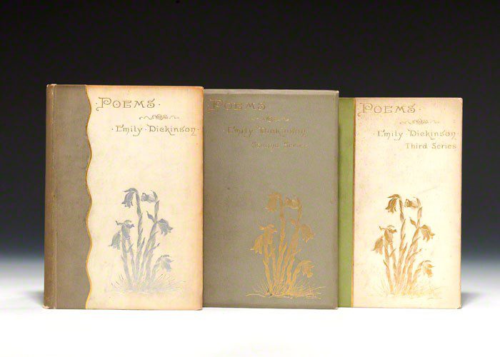 First editions of the First, Second and Third Series of the Poems of Emily Dickinson in the original pictorial cloth.