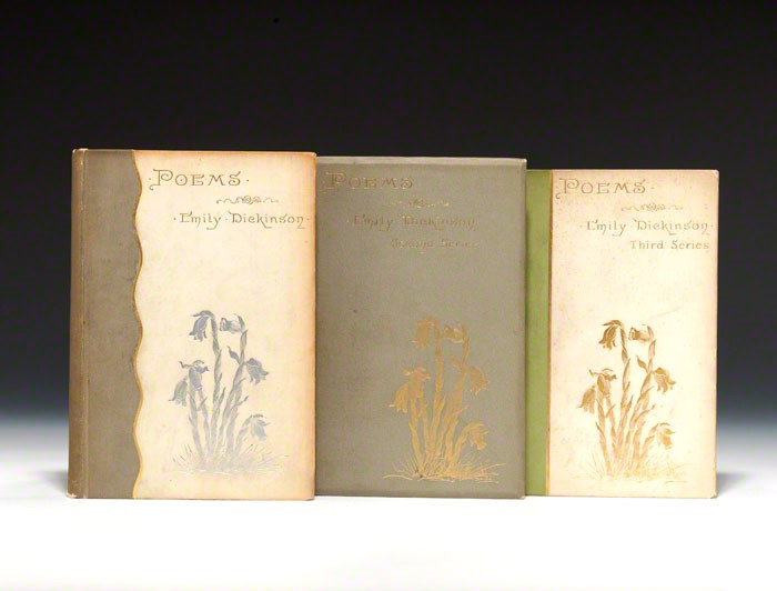 First editions of the First, Second and Third Series of the Poems of Emily Dickinson in the original pictorial cloth.