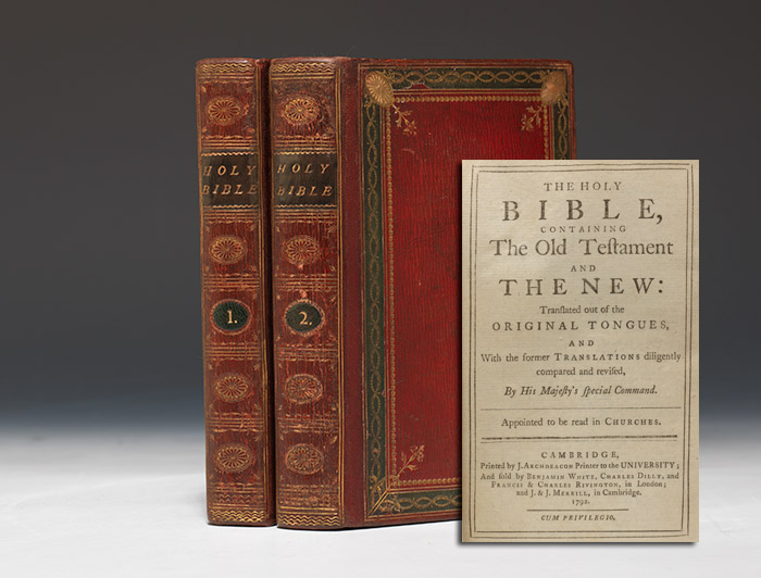 Handsomely bound 1792 Cambridge edition of the venerable King James Bible