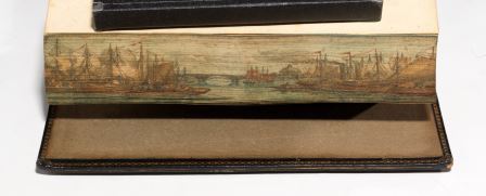 Ships on the Thames. A fore-edge painting on an 1811 first edition of Hodgson's biography of Reverend Porteus. (BRB 47744)