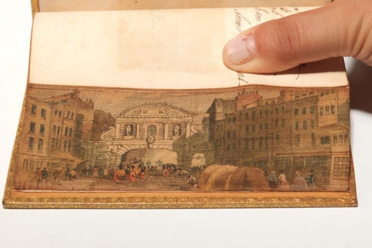 An example bound by the Edwards of Halifax, who popularized fore-edge paintings in the 18th century