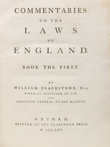 First edition of Blackstone’s Commentaries (BRB #101037)