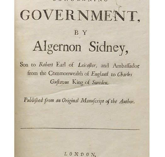 1698 first edition of Sidney’s Discourses Concerning Government