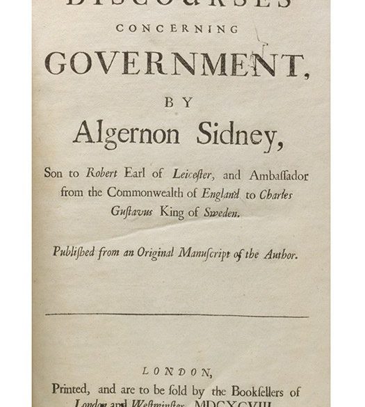 1698 first edition of Sidney’s Discourses Concerning Government