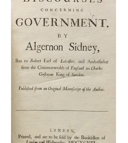 1698 first edition of Sidney’s Discourses Concerning Government