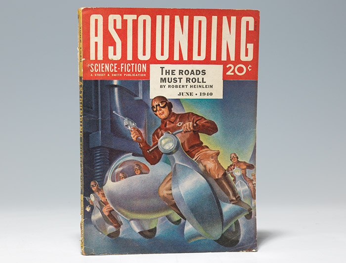 Astounding Science Fiction issue from June 1940, with cover story by Heinlein, the famous "Roads Must Roll" (BRB 104266)