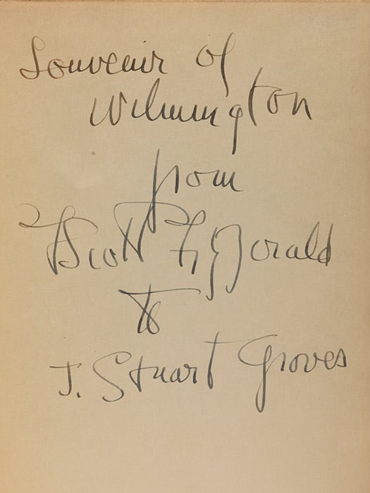 The inscription from a first edition, third printing copy of Tender is the Night