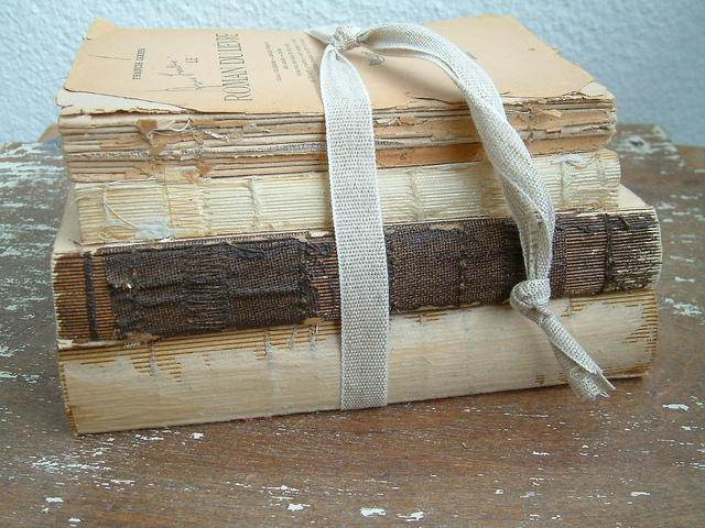 very old books bundled