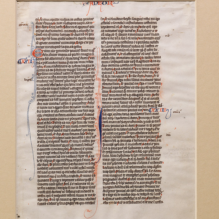 Illuminated leaf from a manuscript Bible in England, ca. 1240 (BRB 102992)